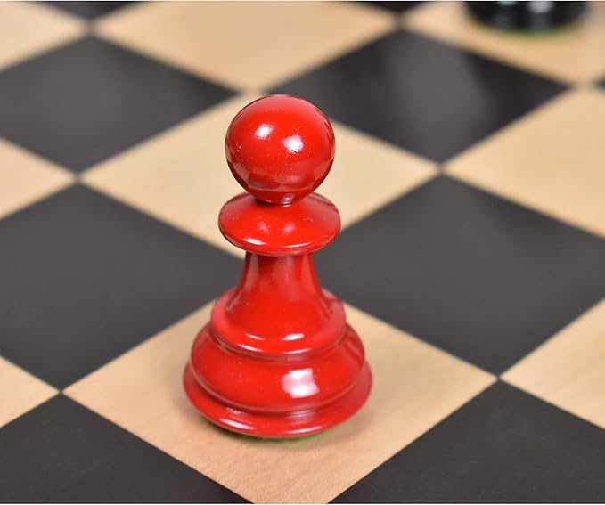RoyalChessMall-4.1 Pro Staunton Weighted Red &amp Black Painted Wooden Chess Pieces Only Set