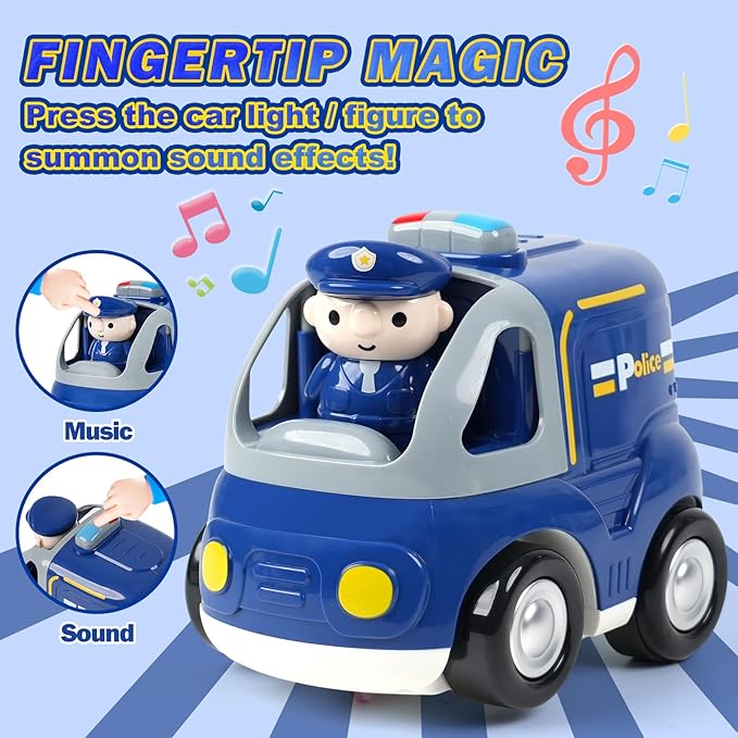 Remote Control Car for Toddlers - Birthday Gifts for Boys and Kids Ages 18+ Months 2 3 4 5 Years 2.4GHz RC Interactive Cartoon Police Car with Lights Sounds &amp Music