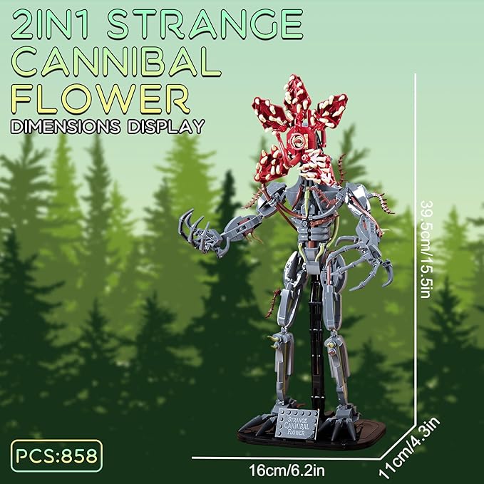 2 in 1 Strange Cannibal Flower Building Blocks Sets Horror Model Toys for Adults Teens 858 PCS