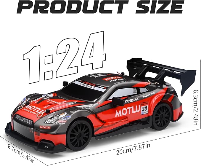 RC Drift Car 1:24 Scale Remote Control Vehicle for Kids2.4GHz 20KM/H 4WD High Speed RC Cars with LED Light Two Batteries &amp Drifting Tires Racing Sport Toy Cars for Adults Boys Girls Kids 8602BU