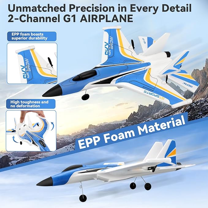 4DRC G1 RC Plane for Adults Kids RC Airplane Fighter Jet 2.4GHz 4 Channel 6-axis Gyro Stabilizer RTF Glider Aircraft Plane Toys Easy to Fly Remote Control Airplane Glider for Kids &amp Beginners
