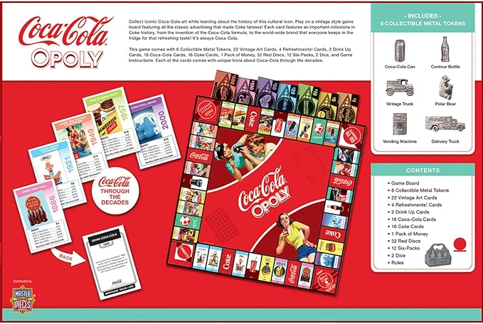 MasterPieces Opoly Board Games - Coca-Cola Opoly - Officially Licensed Board Games for Adults &amp Families