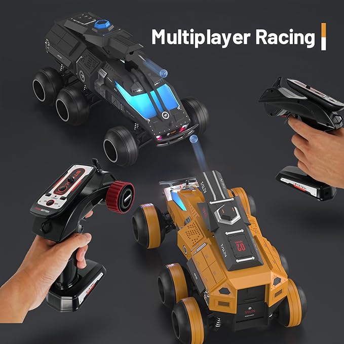 Remote Control Car 6-Wheel Drive 2.4GHz 1:12 RC Truck Toy Off Road with Headlights Turn Signal Lights and 2 Rechargeable Batteries Gifts for Kids Adults Age 8+ (Black)