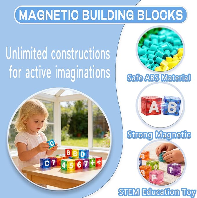 Magnetic Alphabet Letters and Numbers for Kids - 40 Piece Educational Learning Toys for Toddlers Ages 3-6 ABC Magnets for Preschool Kindergarten Homeschool with Storage Case