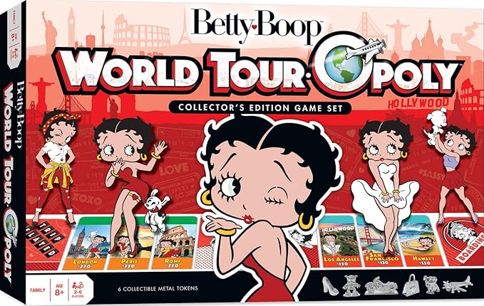 MasterPieces Opoly Board Games - Betty Boop World Tour Opoly - Officially Licensed Board Games For Adults Kids &amp Family