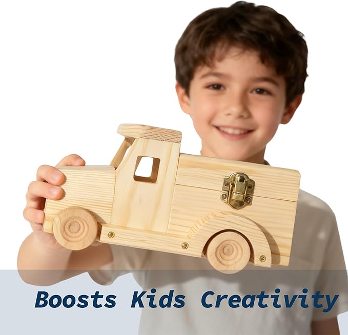 Easy Playhouse: Wood Building Toy Kit - DIY 3 Vehicle Projects: Helicopter Truck &amp Excavator 12 Paint Colors &amp 2 Brushes Arts &amp Craft Set Kids 8+