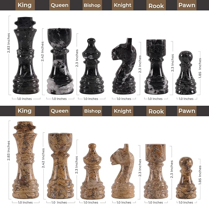 Marble Chess Set for Adults with Complementary Storage Box 15 Black &amp Coral Handmade Chess Board Game Luxury Board Games for Adults with Extra Queens