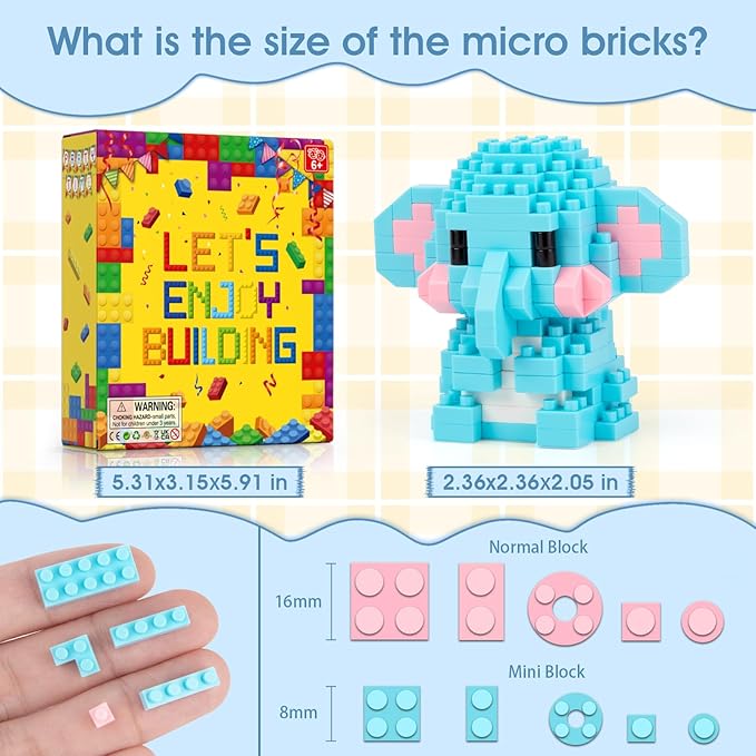 HIGH GODO Animal Party Favors Building Blocks 12 Pack Mini Animals Building Set Goodie Bag Stuffers Classroom Small Prize Toys Gifts for Adults Teens Age 14+