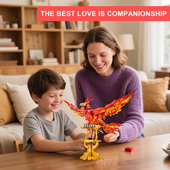 Magic Fire Phoenix Set Compatible with Lego 938PCS Fire Phoenix Toy Collection Model for Adults Christmas Birthday Gift for Kids Boys Girls