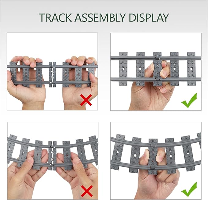 103pcs-City Train Tracks Extension Accessory Set Compatible with Major City Train Sets 60205 60238 Railroad Building Toy for Kids Gift for Train Enthusiasts-40 Curved 56 Straight 7 Crossing Rails