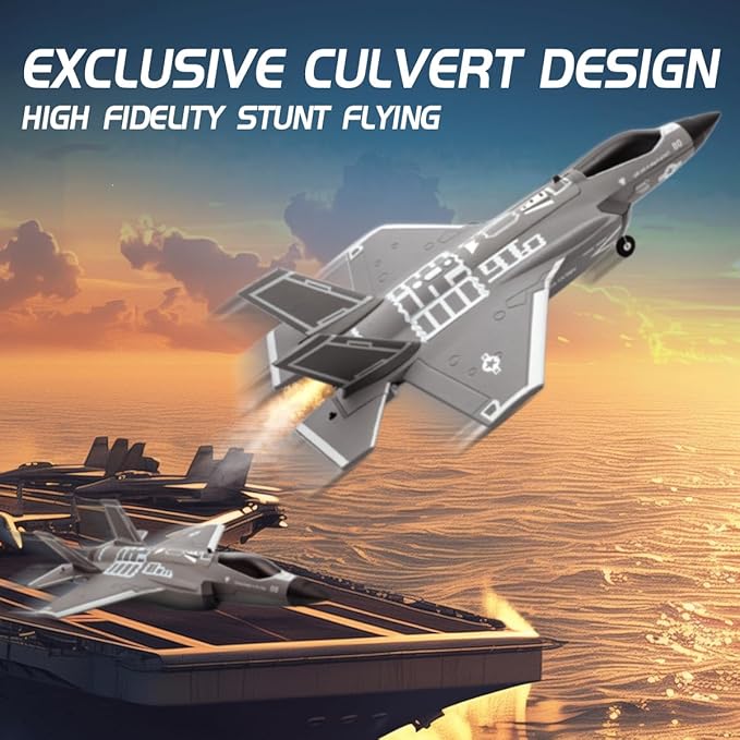 F35 Brushless 4-Channel Ducted Fan RC Plane Electric Airplane Model with 3D/6G Mode Switch EPP Impact-Resistant Material 6-Axis Gyro Stabilization 200m Flight Distance 8-10 Mins Flight Time