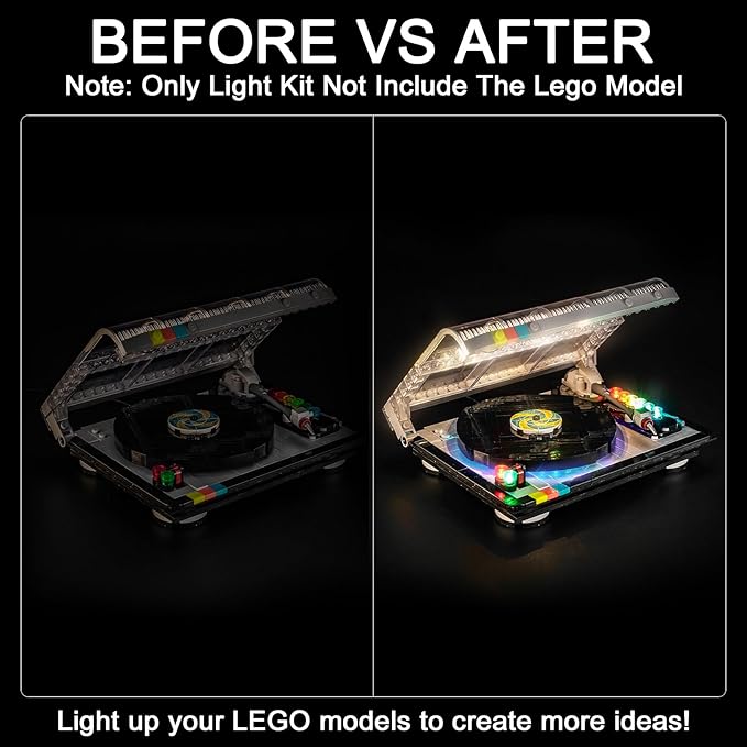 Upgraded Led Light Kit Compatible with Lego Retro Record Player Building Set Lights Decoration Compatible with Lego 40699 (Model Not Included)