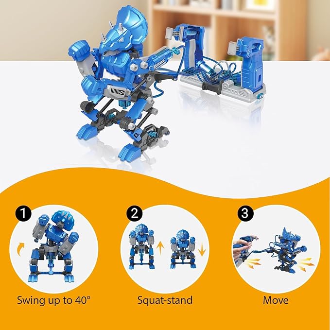 STEM Robot Building Kit Fighting Robots Toy Set for Kids Hydraulic Boxing Bots Build 2 Hydraulic-Powered Battle Robots Easter Christmas Birthday Gifts for 8-12 Year Boys Girls