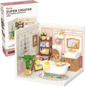 Rolife Super Creator-DIY Plastic Miniature House for Adults Mini Blocks Model Kit Building Sets DIY Crafts/Hobbies/Building Blocks Toys for Adults (Pop Bubble Bathroom)