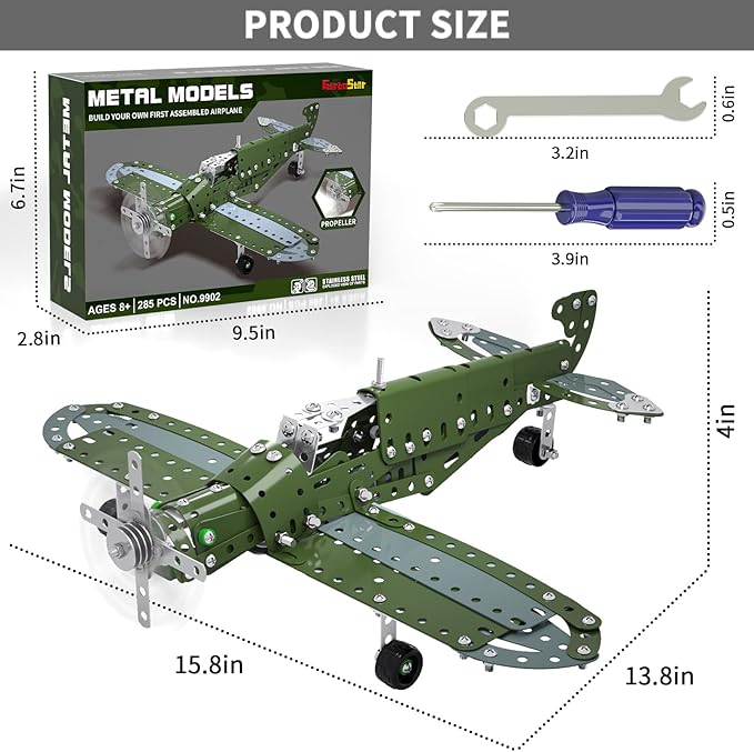 STEM Building Projects Model Airplane Set - 285 Pieces STEM Project Building Toys for Kids Ages 8-12-16 Assembly Science Kit Educational Birthday Gift for Kids Boys 8 9 10 11 12 Years Old
