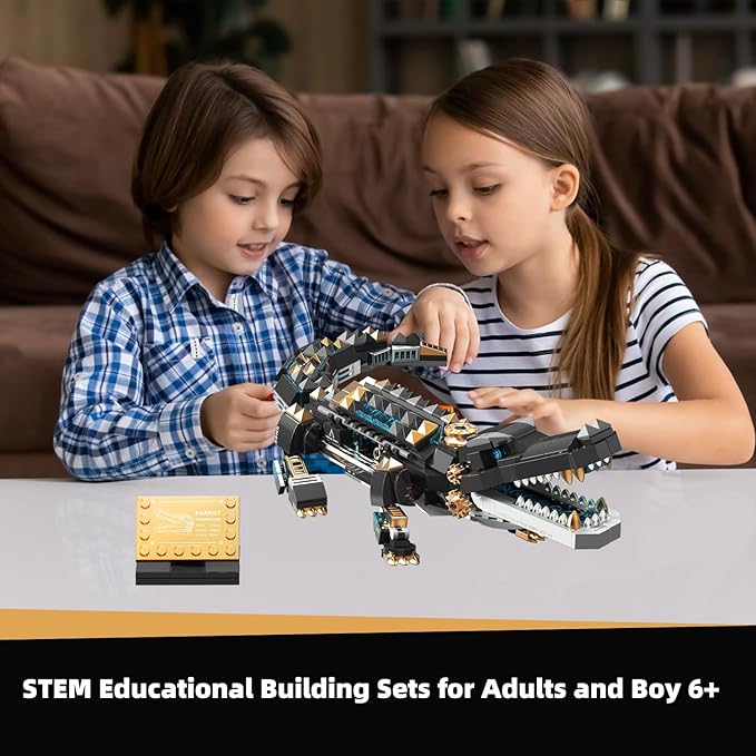 541 Piece Crocodile Building SetsSea Creatures Creative Model Building KitSTEM Dinosaur World Park Building Toy Mechanical Animal Brick SetChristmas Birthday Gifts for BoysTeens Adults