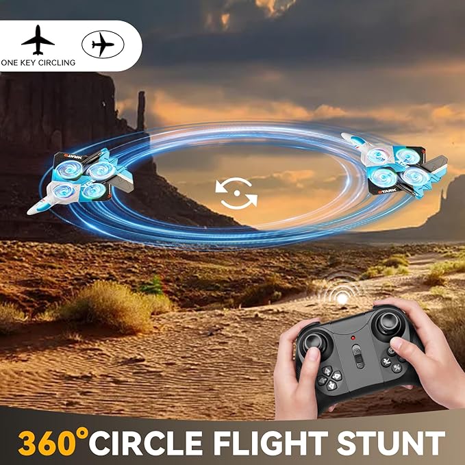 4DRC V39 Foam Remote Control Airplanes RC Planes with CameraRC Airplane Fighter Jet with LightGravity Control Auto-Follow Trajectory FlightOne Key Take Off 2 BatteriesBlue