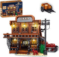 Western Bar Modular Building Set for Adults Wild West Cowboys Cabin with Horses &amp LED Lights Collection House Set for West Lovers (1834 PCS)