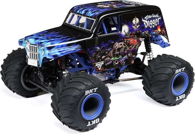Losi 1/18 Mini LMT Son Uva Digger 2S 4X4 RTR Brushed Monster Truck Battery &amp Charger Included Blue LOS01026T2
