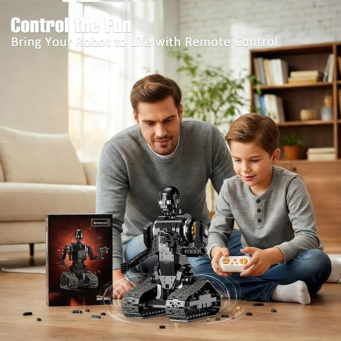 Robot Building Kit with Remote Control Programmable RC Robot Toy with LED Eyes Light Kit STEM Robotics Kit for Teens &amp Adults Compatible with Lego Set 588 PCS