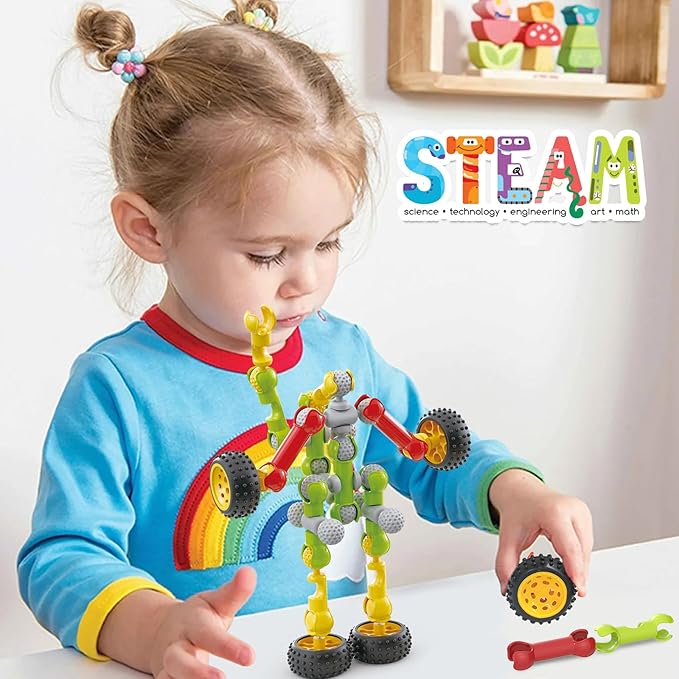 Stem Building Toys for 3 4 5 6 7 8 Year Old Boys Girls Kids180 Pieces Building Blocks Educational Learning Toys with Large Storage BoxIdeal Christmas Birthday Gifts
