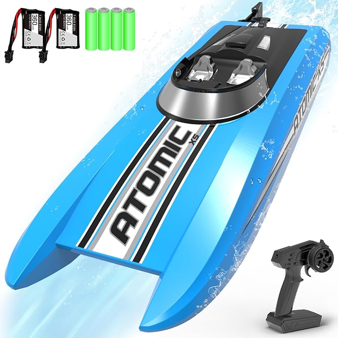 volantexrc Remote Control Boats for Pools and Lakes 20+MPH AtomicXS High Speed RC Boat for Adults Toy Boat Gifts with 2 Batteries &amp Reverse Function (795-5 Blue)