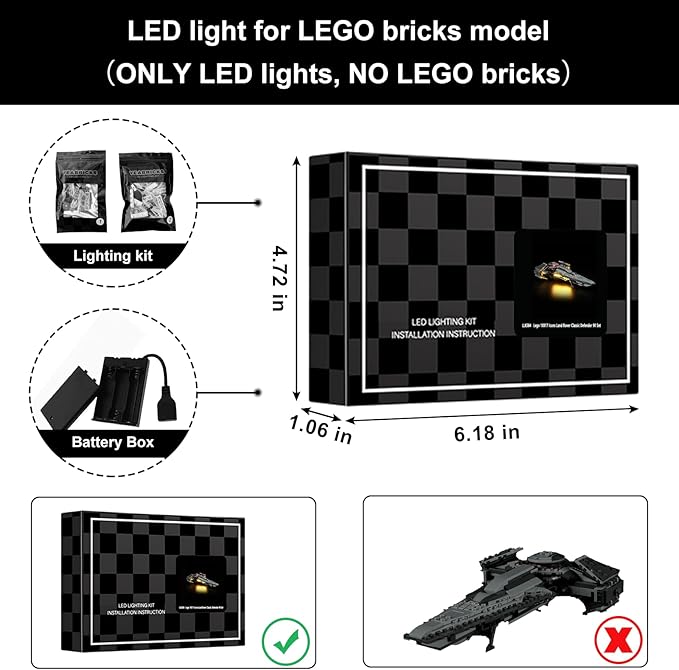Vaodest Led Light for Lego 75383 Darth Maul's Sith Infiltrator Building Blocks ModelDesign and Configuration Compatible with Model 75383(Led Light Only Not Building Block Kit)