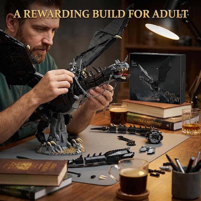The Rings Dragon Beast Building Set for Adults 80cm Big Dragons with Witch King Figure &amp Display Ideas Movie Cool Classic Home Decor for Collectors (2199 PCS