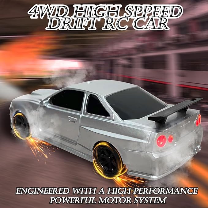1/43 Mini RC Drift Car with Gyroscope 2.4GHz 4WD Full Proportional High Speed Micro Hobby RC Cars with Lights Racing Tires Fast Small Remote Control Car Toy Model Gift for Adults Kids Boys Girls