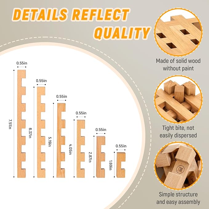 15 in 1 STEM Wooden Building Blocks -15+ Shapes 3D Puzzle Logic Brain Games Educational Toys Gift for Kids and Classroom Montessori STEM Toys for Ages 5+ to Adults