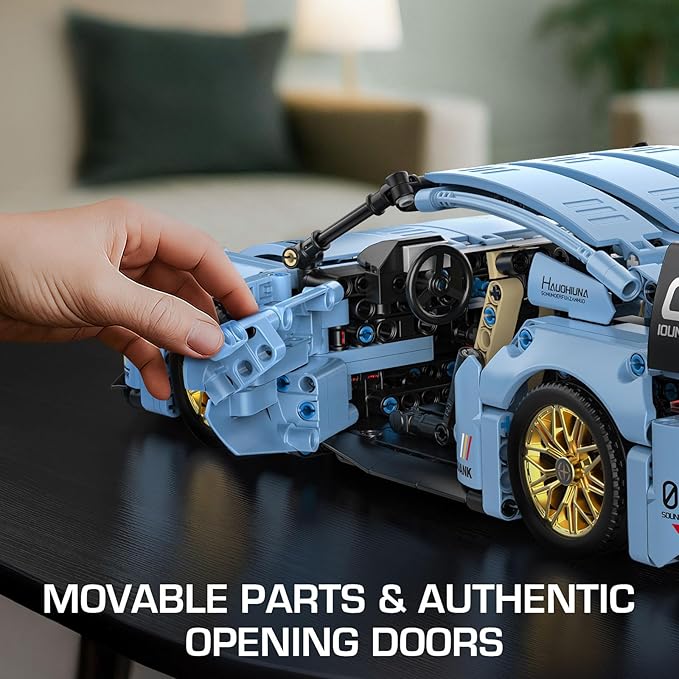PIKARO Sports Car Building Set for Boys &amp Adults RC Remote Control APP Race Car Model Kits with LED Lights Collectible Supercar Toys Birthday Gifts for Kids Teens Age 8-14 12-16