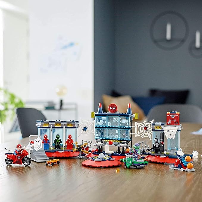 LEGO Marvel Spider-Man Attack on The Spider Lair 76175 Cool Building Toy Featuring The Spider-Man Headquarters Includes Spider-Man Green Goblin and Venom Minifigures