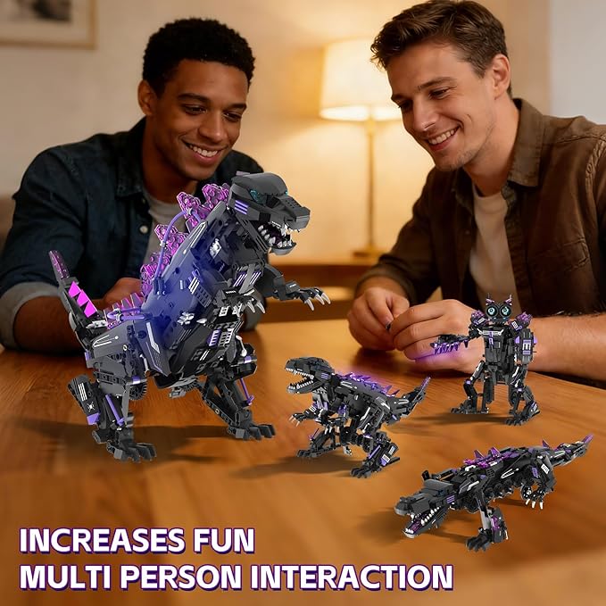 5 in 1 STEM Robot Building Blocks Sets APP &amp Remote Control Robotic Kits 5 in 1 Tyrannosaurus Rex/Triceratops/Monster/Crocodile/Robot Toys Creative Model Gift for Adults Teens 953 PCS