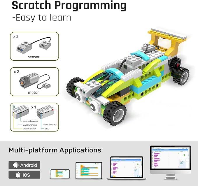 makerzoid Coding Robot Kit for Kids Ages 6+ 200+ in 1 APP Control Dinosaur Robot Toy Educational Scratch Program Robotic Kit with 47 Video Courses Toy for Boys Girls(600 Blocks)