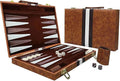 15inch Backgammon Set Classic Folding Board with Leather Case Portable Travel Game Ideal Gift Package for Strategy Lovers