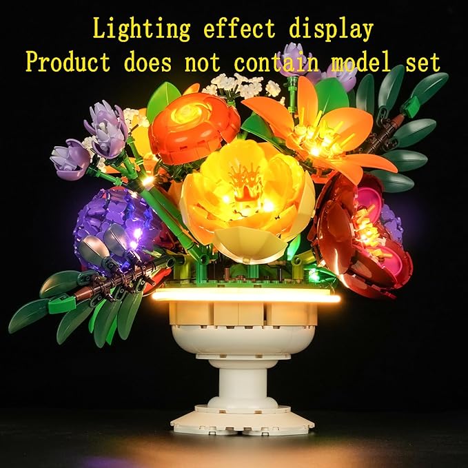 LED Light Kit Compatible with Lego Flower Arrangement Building Blocks Model - Lighting Set for Botanical Collection 10345 (Model Set Not Included)