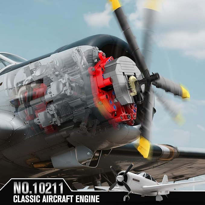 Mould King 10211 Aircraft Engine Model That Works 1147PCS Transmission Engine Battery/Motor Building Sets STEM Toy Gift for 14+ Teens &amp Adults V8 Engine Series for Display Collection