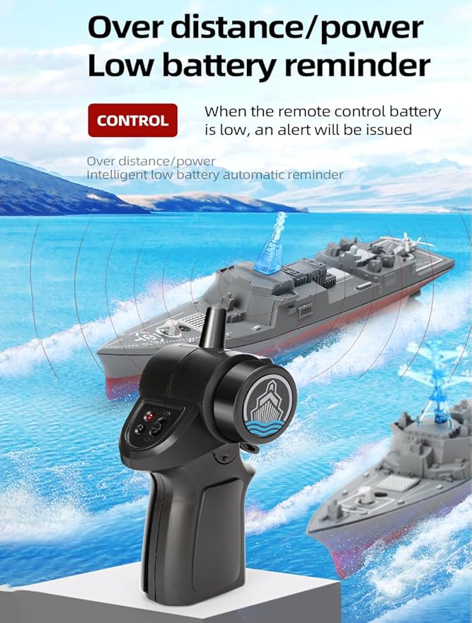 Remote Control Warship RC Military Battleship 2.4GHz Remote Control Boat for Lakes and Rivers RC Armed Arleigh Burke Class Destroyer Model with Low Battery Reminder for Adults