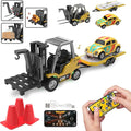 1/64 RC Forklift ToyToys for 6 7 8 9 Year Old Kids Boys2 in 1 Transformable Lift Fork &amp Hook with Lights &amp SoundsRemote Control Car with TrailerRC Construction Toys Kids Gifts