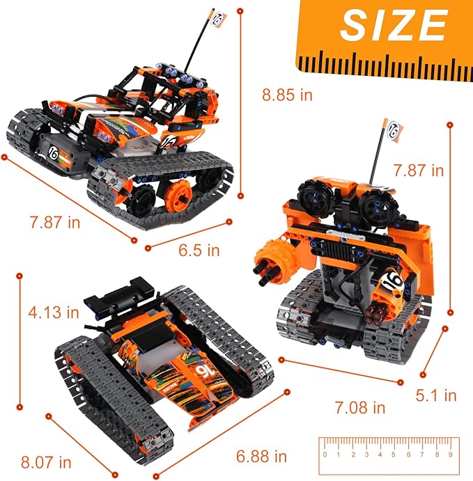 BIRANCO. STEM Remote Control Building Kit 3 in 1 RC Tracked Racer/Tank/Robot Engineering Toys Science Construction Play Set Toy Car Christmas for Boys &amp Girls Age 8-12 (392pcs)