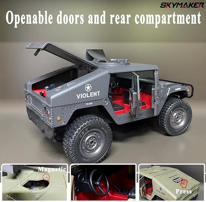 Skymaker RC Military Hummer 4WD RTR Off-Road Truck with Winch &amp Machine Gun