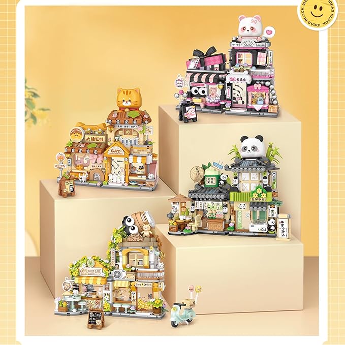 Mini City Shop Street View Building Blocks Model SetSimulation Animals Architecture Collection Particle Construction Building Bricks ToyHome Decoration (Cat Grooming Room)