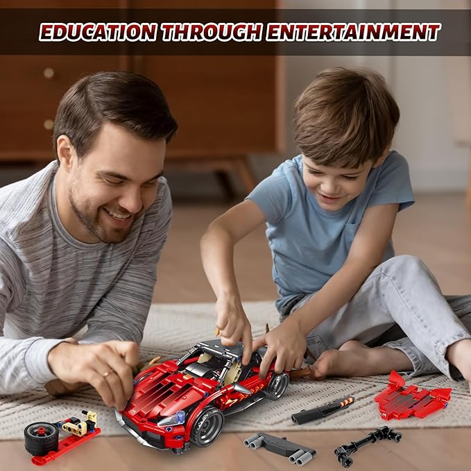 Remote Control Racing Car Building Kit Compatible with Lego STEM Toys for Kids 2 in 1 Model Car Kit 425 PCS Gifts Toys for Age 6-12 Years Old Kids Boys