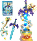 1433PCS The Master Dragon Swords Building Blocks Toys(Mini Bricks)A Unique Sword with Dragon Connection Base with Led LightingTOTK Decoration Display Gift for 14+