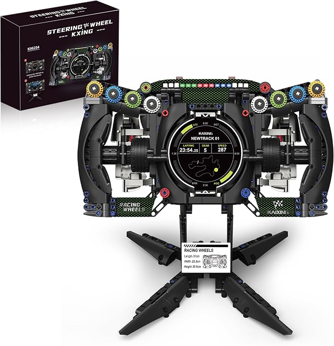 Racing Cars Steering Wheel Building Set Formula Simulator Driving Kit Compatibled with Lego Collection Model with Moving Parts &amp Phone Holder for Adults 14+ - 904PCS