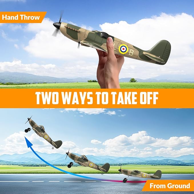 volantexrc RC Plane 3 Channel Remote Control Plane Fighter Spitfire with 6-axis Gyro 2.4GHz RTF Radio Controlled Aircraft Easy to Fly for Beginners Adults (76205 RTF)
