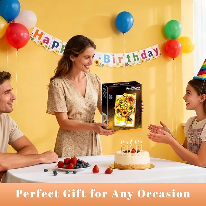 Lodikisbay Sunflower Frame Building Set Botanical Collection for Adult Wall Art Building Blocks Set Compatible with Lego Collectible Art Building Block Kit for Home Decor (1011PCS)