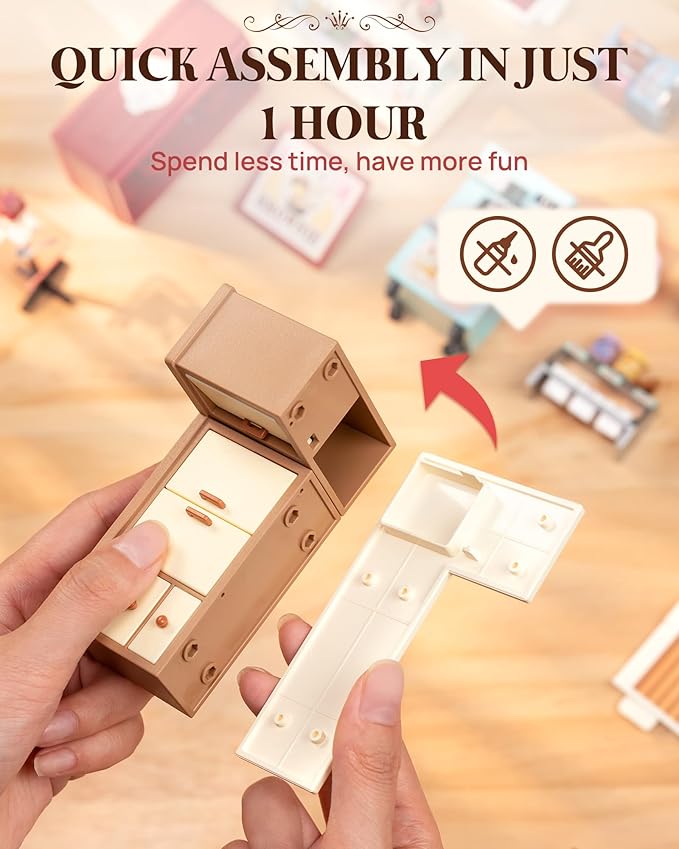 Rolife Super Creator DIY Miniature Plastic House Building Set Playset with LED Suitable for Mini Figures Construction Toys Diorama Kit Gifts for Adults (Flavorful Ice Cream)
