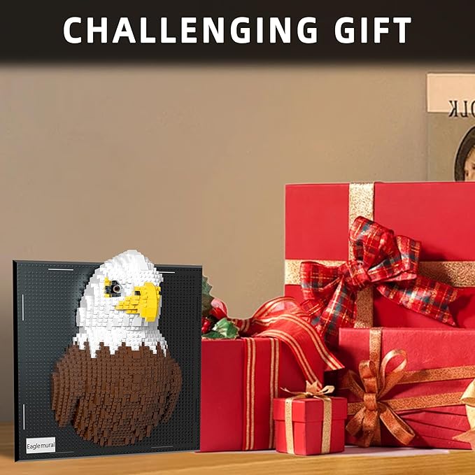 Mini Animals Building Blocks Set Eagle Mural - 3D Wall Art Eagle Micro Mini Building Block Bricks Toy Craft Kit Creative Ideals Collectible Architecture Deco Birthday Party Favor for Adult 1924PCS
