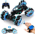 Deejoy 1:12 Gesture Sensing RC Stunt Car 2.4GHz 4WD Hand Controlled Remote Control Car for Boys 8-12 Double Sided Rotating Off Road Vehicle 360° Flips with Lights Music for Birthday